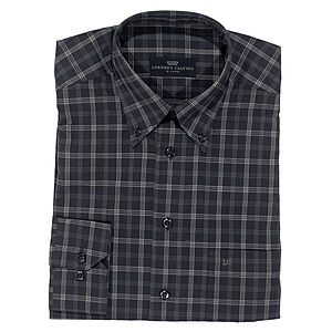 Sport-Hemd | Button-down-Kragen | Langarm | Marine Karo