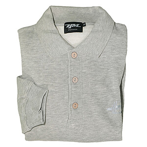 Sweat-Polo | Mit Knopfleiste | Grau