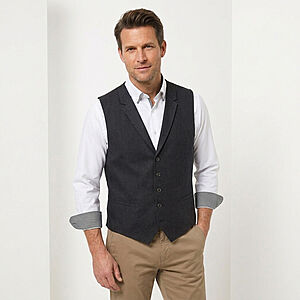 Gebr�der Weis | Leichte Weste mit Revers-Kragen | Leinen-Optik | Schwarz