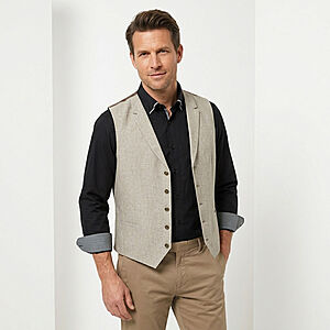 Gebr�der Weis | Leichte Weste mit Revers-Kragen | Leinen-Optik | Sand