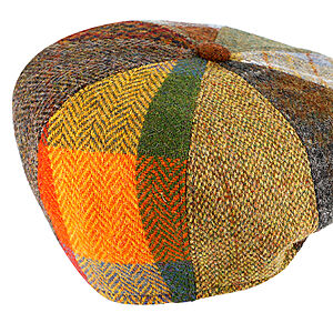 Fiebig | Patchwork Schieber-Mtze | Harris Tweed | Baker Boy