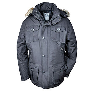 brigg | Winter-Parka mit Kapuze | Winddicht + Wasserabweisend | Farbe Schwarz