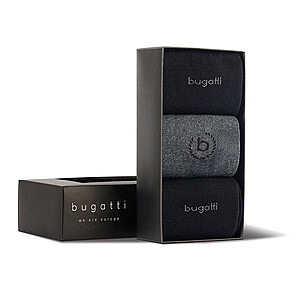 bugatti | Sensitive-Comfort Socken 3er-Pack | Geschenk-Box | Schwarz / Anthra. Melange