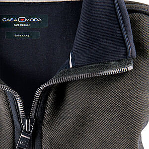 Casa Moda | Sweat Troyer | Baumwolle, mit Brusttasche | Braun