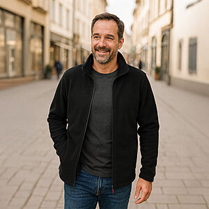 brigg | Fleecejacke mit Futter | Schwarz