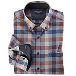 Casa Moda | Flanell-Hemd | Cashmere Feeling | Button-Down-Kragen | Braun Blau Karo