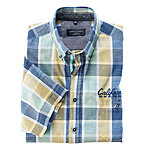 Casa Moda | Halbarmhemd | Flammgarn Baumwolle | Button-Down-Kragen | Blau Grün Gelb Karo
