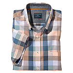 Casa Moda | Halbarmhemd | Sommerkaro | Button down Kragen | Beige-Blau