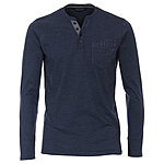 Casa Moda | Langarm T-Shirt | Henley-Kragen | Baumwolle | Blau