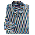 Casa Moda | Sporthemd Langarm | Baumwolle | Button-Down-Kragen | Blau Druck