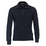 Casa Moda | Sportliches Sweat-Shirt | Jacquard-Gewebe | Troyer-Kragen | Marine