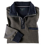 Casa Moda | Sweat Troyer | Baumwolle, mit Brusttasche | Braun