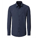 CasaModa | Freizeithemd | Baumwoll-Twill | Kent-Kragen | Blau Melange