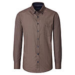 CasaModa | Freizeithemd | Popeline Minimal-Druck | Button down Kragen | Cognac