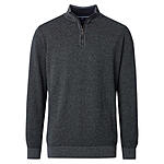 CasaModa | Pullover mit Troyer-Kragen | Baumwolle Strukturstrick | Anthrazit