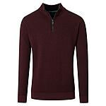 CasaModa | Pullover mit Troyer-Kragen | Baumwolle Strukturstrick | Burgund