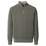 CasaModa | Pullover mit Troyer-Kragen | Baumwolle Strukturstrick | Gr�n