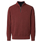 CasaModa | Pullover mit Troyer-Kragen | Baumwolle Strukturstrick | Terra