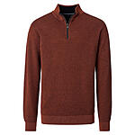 CasaModa | Pullover mit Troyer-Kragen | Baumwolle Strukturstrick | Terracotta