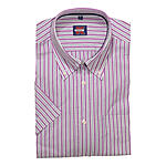 Kimmich | Sommerhemd | Kurzarm Baumwolle | Button down Kragen | Violett Streifen