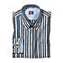 Langarm-Sport-Hemd | Button-Down-Kragen |  Grau Blau Streifen