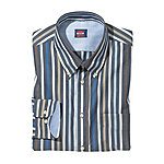 Langarm-Sport-Hemd | Button-Down-Kragen |  Grau Blau Streifen