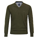 Redmond | Baumwoll-Pullover | V-Ausschnitt | Moos