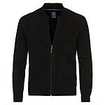 Redmond | College-Strickjacke | Baumwoll-Cardigan mit Reiverschluss | Schwarz