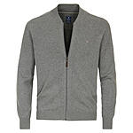 Redmond | College-Strickjacke | Baumwoll-Cardigan mit Reiverschluss | Grau