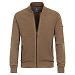 Redmond | College-Strickjacke | Struktur-Cardigan mit Reiverschluss | Baumwolle | Caf