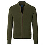 Redmond | College-Strickjacke | Struktur-Cardigan mit Reiverschluss | Baumwolle | Moos