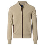 Redmond | College-Strickjacke | Struktur-Cardigan mit Rei�verschluss | Baumwolle | Natur