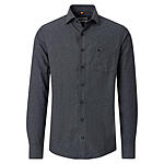 Redmond | Flanell-Hemd | Baumwolle Fischgrat | Kent-Kragen | Anthrazit