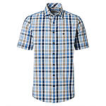 Redmond | Freizeithemd Kurzarm | Baumwolle | Kent-Kragen | Blau Karo