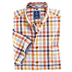Redmond | Halbarm-Hemd | Sommer-Karo Oxford | Baumwolle | Button down Kragen | Blau Gelb