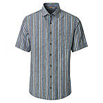 Redmond | Kurzarmhemd | Leinen Mix | Kent Kragen | Oliv Streifen