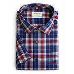 Redmond | Kurzarmhemd | Leinen Mix | Kent Kragen | Rot Karo