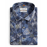 Redmond | Kurzarmhemd | Leinen Mix | Oliv Druck Floral