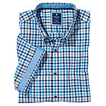 Redmond | Luftiges Sommerhemd | Halbarm kariert | Reine Baumwolle | Button down Kragen | Blau-Trkis
