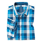 Redmond | Multicolour Kurzarm-Hemd | Kent-Kragen Baumwolle | Blau