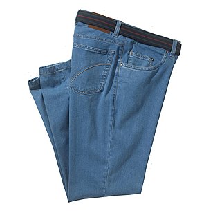 5-pocket Elastic Kurzleib Jeans | Farbe bleach