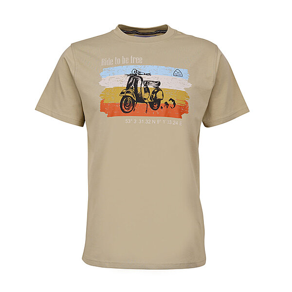 BRIGG | Elastisches T-Shirt | Travel Ride | Rundhals | Beige