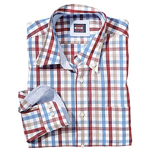 Button Down Hemd Bügelfrei Baumwolle | Farbe rot blau