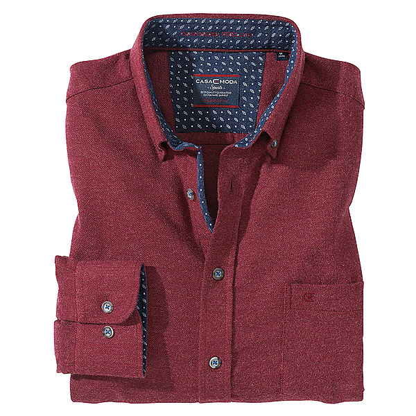 Casa Moda | Baumwoll-Hemd Cashmere Feeling | Button-down Kragen | Bordeaux