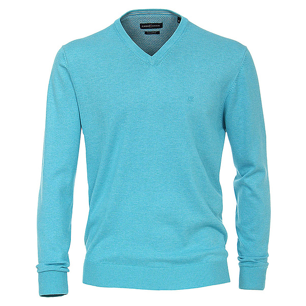   Casa Moda | Baumwoll-Pullover | V-Ausschnitt | Pima Cotton | Farbe aqua