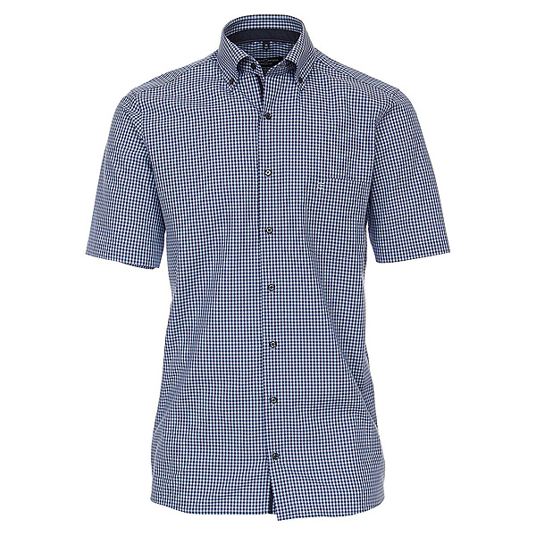 Casa Moda | Businesshemd | Kurzarm Baumwolle | Button down Kragen | Blau Karo