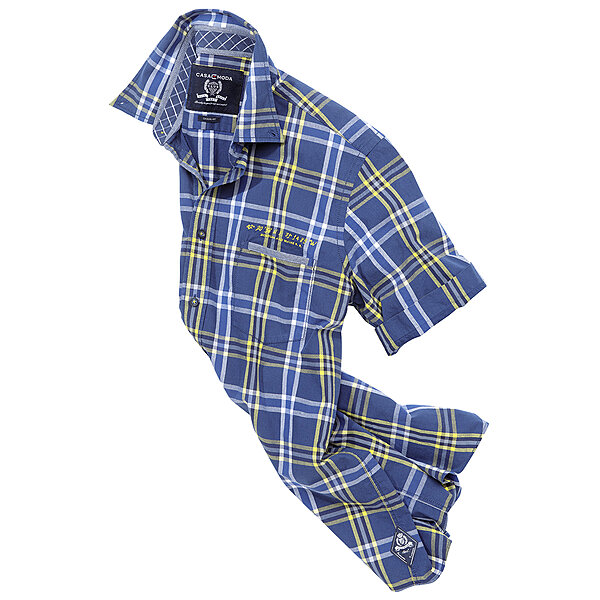 Casa Moda Club Halbarmhemd Farbe blau gelb