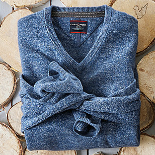Casa Moda | Freizeit Pullover mit V-Ausschnitt | Farbe jeans blau