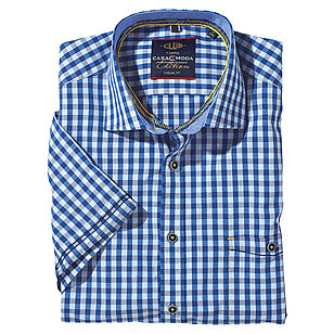 Casa Moda | Halbarm Hemd | Kent Kragen | Baumwolle Vichy Karo | Farbe blau