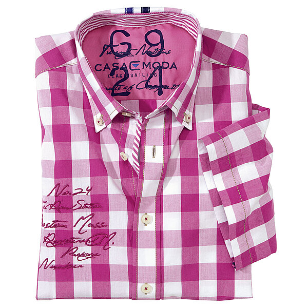 Casa Moda Halbarm Sommerhemd Farbe himbeer Karo